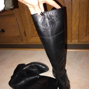 CHANEL black tall boots